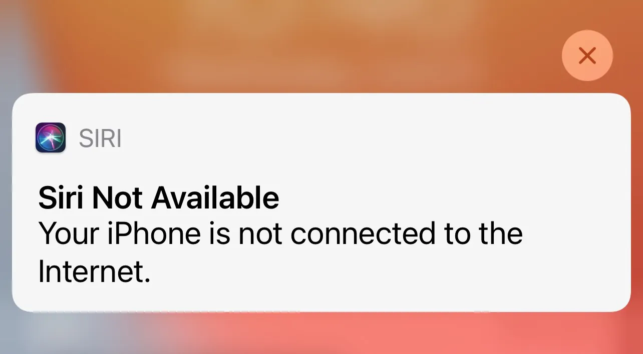 iPhone notification that Siri needs to be connected to the internet